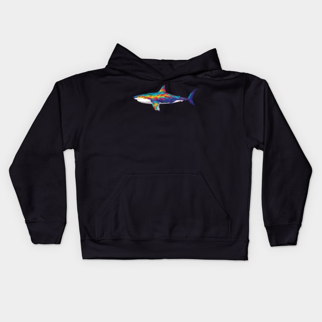 Rainbow Geometric Shark Kids Hoodie by polliadesign